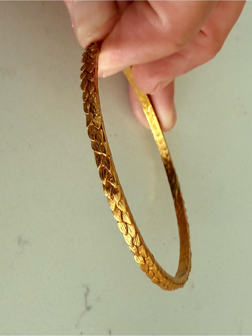 Julie Vos Laurel leaf Delicate Gold plated Bangle Bracelet